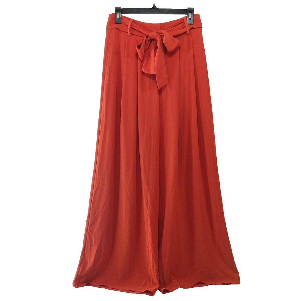 Flying Tomato Wide Leg Pants Women's Med Belted Burnt Orange Boho Flowy